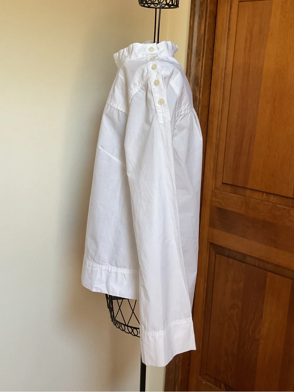 J. Crew White Long-Sleeve Button-Shoulder Blouse, 4